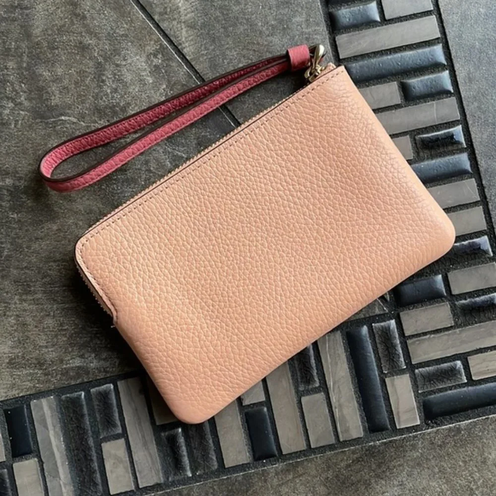 Coach Corner Zip Wristlet In Colorblock With Horse And Carriage